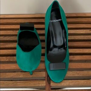 Pierre Hardy green suede heels